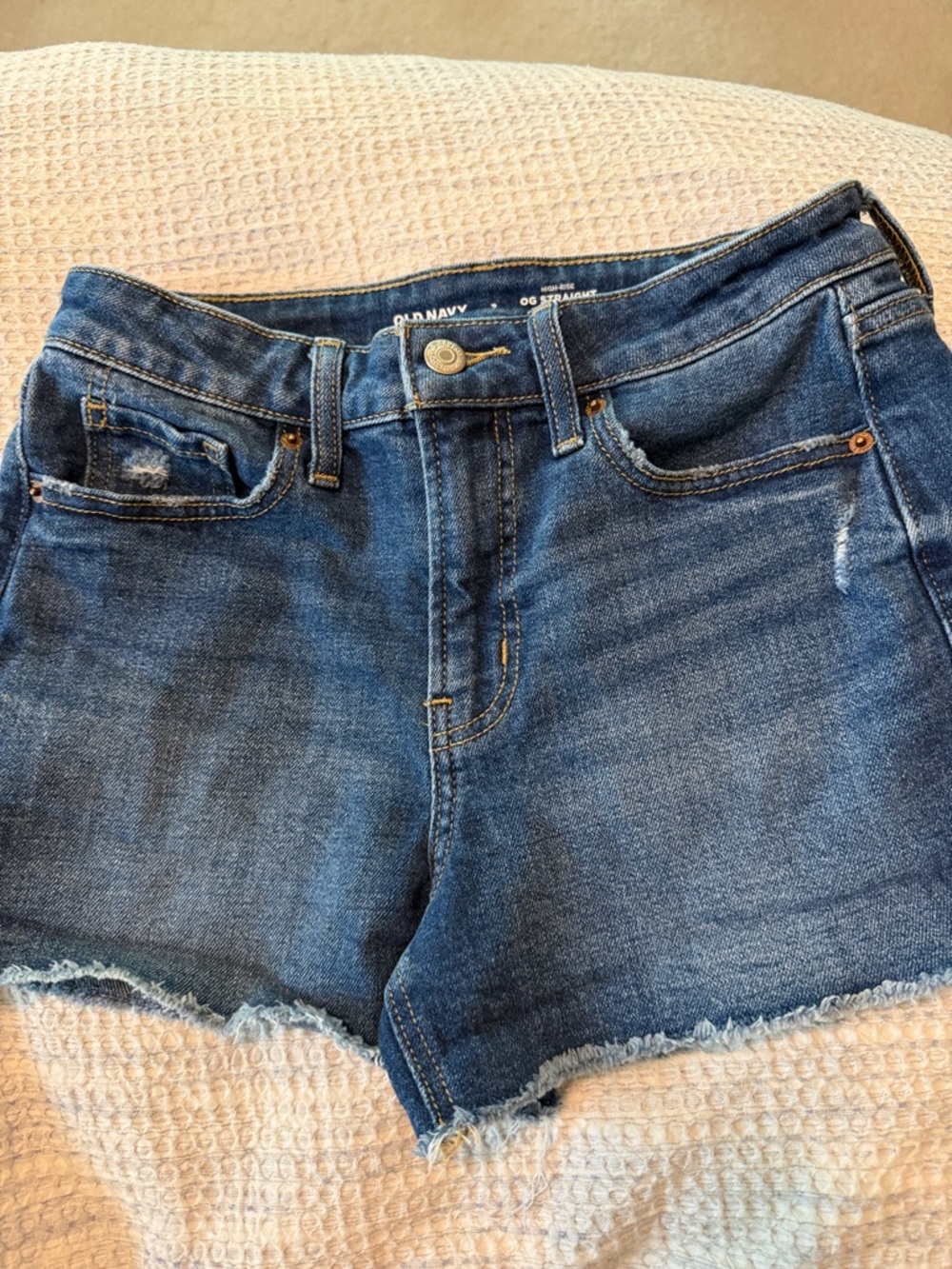 Old Navy Blue Denim Frayed cut off Shorts High-rise size 2